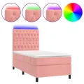 cadre de lit matelas et LED Rose 80x200 cm Velours