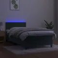 cadre de lit et matelas et LED Vert foncé 80x200 cm