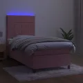 cadre de lit avec matelas LED Rose 80x200 cm Velours