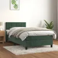 cadre de lit et matelas Vert foncé 80x200 cm Velours