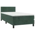 cadre de lit et matelas Vert foncé 80x200 cm Velours