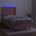 cadre de lit matelas et LED Rose 80x200 cm Velours