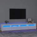 Meuble TV avec lumières LED Blanc 240x35x40 cm
