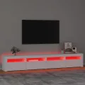 Meuble TV avec lumières LED Blanc 240x35x40 cm
