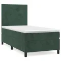 cadre de lit et matelas Vert foncé 80x200 cm Velours
