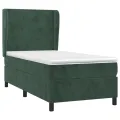 cadre de lit et matelas Vert foncé 80x200 cm Velours