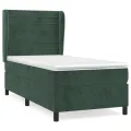cadre de lit et matelas Vert foncé 80x200 cm Velours