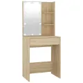 Coiffeuse à LED avec armoire Chêne sonoma Bois d'ingénierie