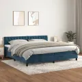 cadre de lit et matelas Bleu foncé 200x200cm Velours