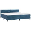 cadre de lit et matelas Bleu foncé 200x200cm Velours