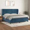 cadre de lit et matelas Bleu foncé 200x200cm Velours