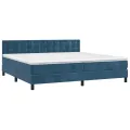 cadre de lit et matelas Bleu foncé 200x200cm Velours