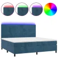 cadre de lit matelas et LED Bleu foncé 200x200 cm