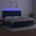 cadre de lit matelas et LED Bleu foncé 200x200 cm