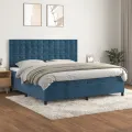cadre de lit et matelas Bleu foncé 200x200cm Velours
