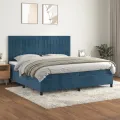 cadre de lit et matelas Bleu foncé 200x200cm Velours