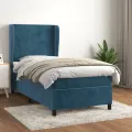cadre de lit avec matelas Bleu foncé 90x190 cm