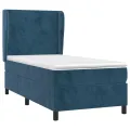 cadre de lit avec matelas Bleu foncé 90x190 cm