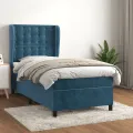cadre de lit avec matelas Bleu foncé 90x190 cm