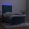 cadre de lit matelas LED Bleu foncé 90x190cm Velours
