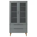 Armoire à vitrine MOLDE Gris 90x35x175 cm Bois de pin massif