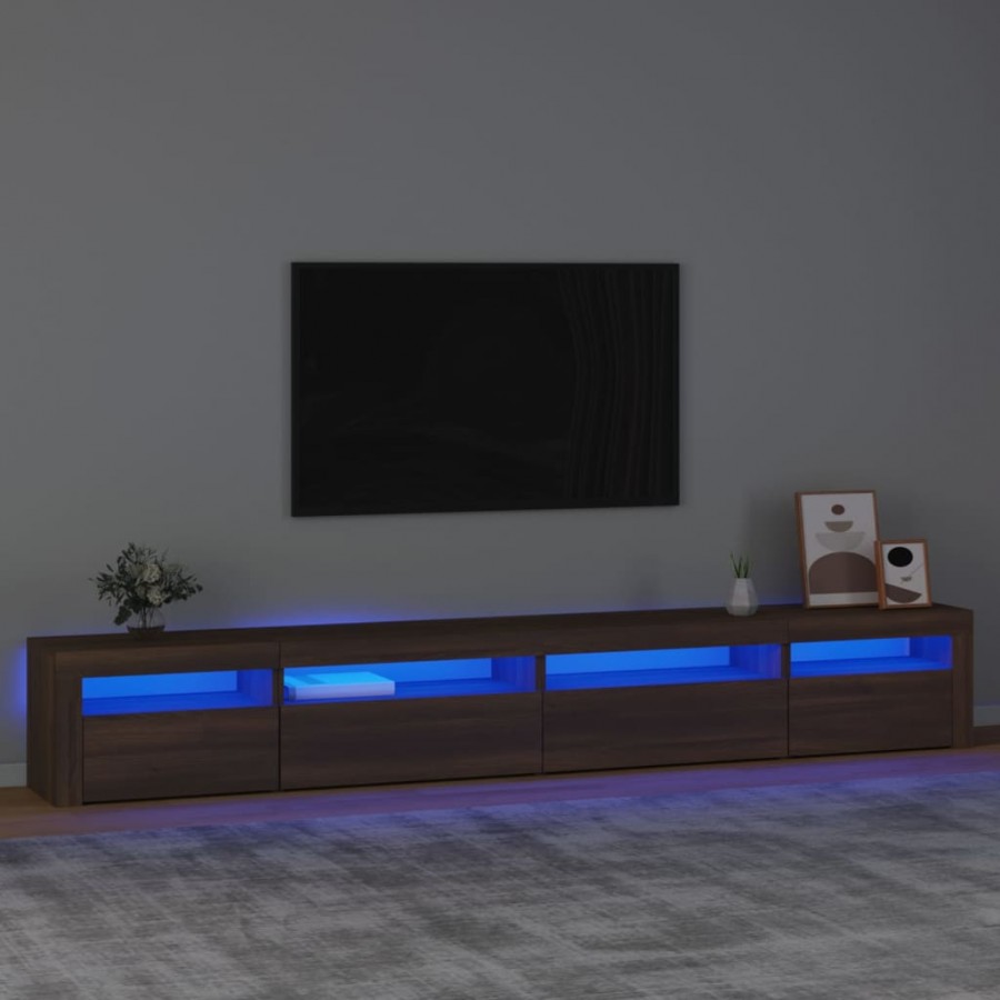 Meuble TV avec lumières LED Chêne marron 270x35x40 cm