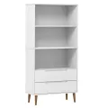 Bibliothèque MOLDE Blanc 85x35x170,5 cm Bois massif de pin