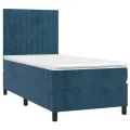 cadre de lit avec matelas Bleu foncé 90x190 cm
