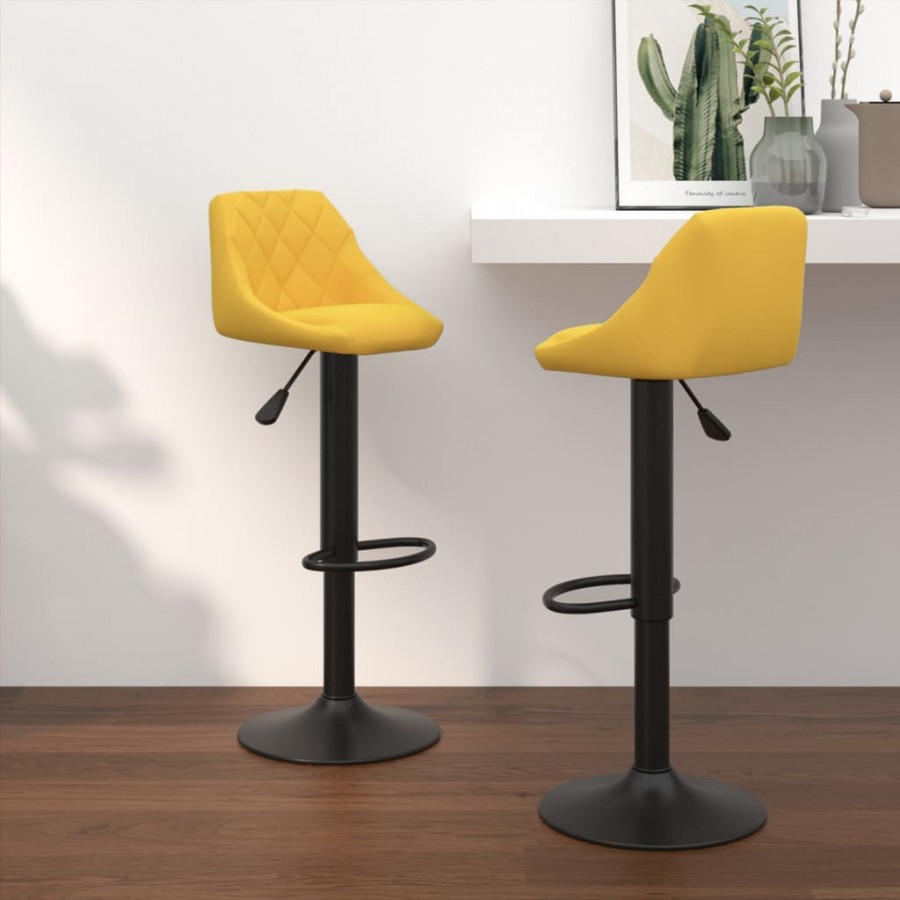 Tabourets de bar lot de 2 jaune moutarde velours