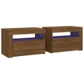Tables de chevet 2 pcs avec LED chêne marron 60x35x40 cm
