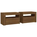 Tables de chevet 2 pcs avec LED chêne marron 60x35x40 cm