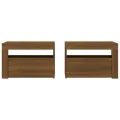 Tables de chevet 2 pcs avec LED chêne marron 60x35x40 cm