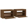 Tables de chevet 2 pcs avec LED chêne marron 60x35x40 cm