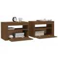 Tables de chevet 2 pcs avec LED chêne marron 60x35x40 cm