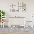 Table à manger Corona blanc 112x60x75 cm bois massif de pin