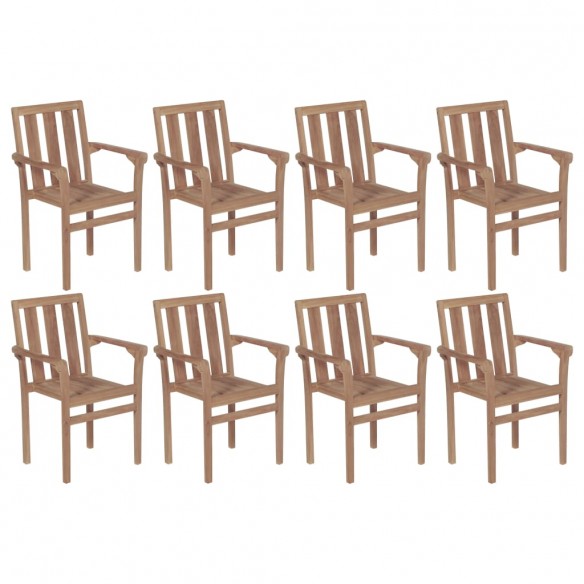 Chaises de jardin empilables 8 pcs Bois de teck solide