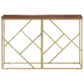 Table console doré acier inoxydable et bois de mélèze massif