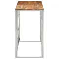 Table console argenté acier inoxydable et bois massif d'acacia