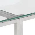 Table console argenté acier inoxydable et verre trempé
