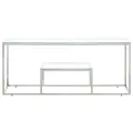 Table basse argenté acier inoxydable et verre trempé