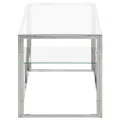 Table basse argenté acier inoxydable et verre trempé