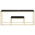 Table basse doré acier inoxydable et verre trempé