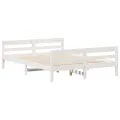 Cadre de lit avec tête de lit blanc 140x200 cm bois pin massif