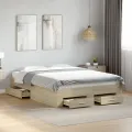 Cadre de lit et tiroirs chêne sonoma 140x190 cm bois ingénierie