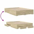 Cadre de lit et tiroirs chêne sonoma 140x190 cm bois ingénierie