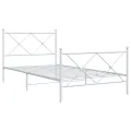 Cadre de lit métal avec tête de lit/pied de lit blanc 107x203cm