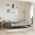 Cadre de lit métal avec tête de lit/pied de lit blanc 180x200cm