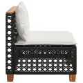 Canapé de jardin sans accoudoirs coussins noir résine tressée