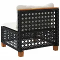 Canapé de jardin sans accoudoirs coussins noir résine tressée