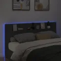 Armoire tête de lit avec LED noir 200x16,5x103,5 cm